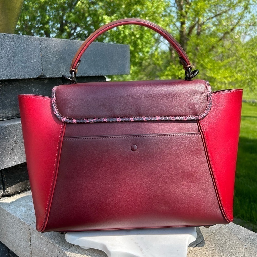 Coach 1941 Courier Carryall Color block Apple Red, Burgundy, Brown, 701 NWT - Picture 12 of 16